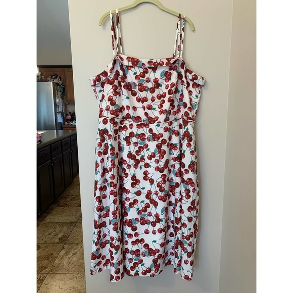 City Chic Cherry Rockabilly Pinup Girl Midi Dress Plus Size 20 NEW - Picture 2 of 13